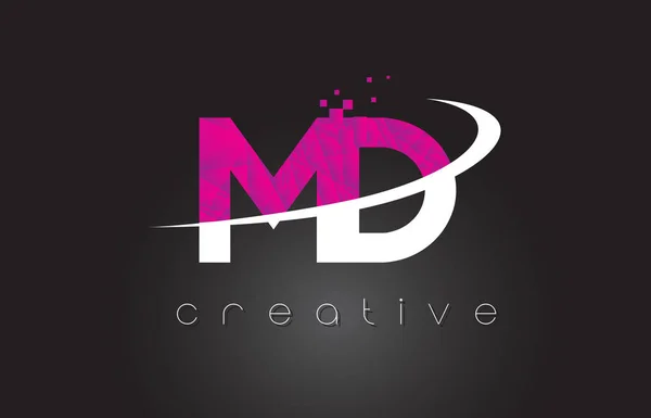 MD M D Lettres créatives Design avec des couleurs blanches roses — Image vectorielle
