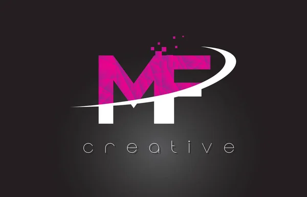 MF M F yaratıcı harfler beyaz pembe renklerle tasarım — Stok Vektör