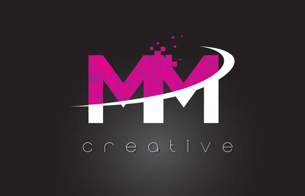 MM M M Creative Letters Design con colori rosa bianchi — Vettoriale Stock