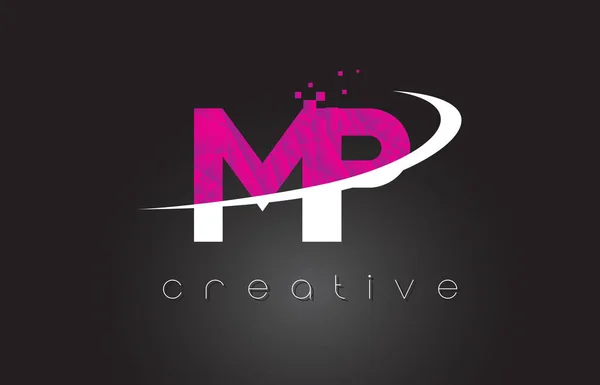 MP M P Lettres créatives Design avec des couleurs blanches roses — Image vectorielle