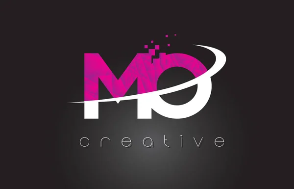 MO M O Lettres créatives Design avec des couleurs blanches roses — Image vectorielle