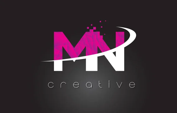MN M N Lettres créatives Design avec des couleurs blanches roses — Image vectorielle