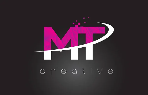 Mt M T Creative brieven ontwerpen met witte roze kleuren — Stockvector