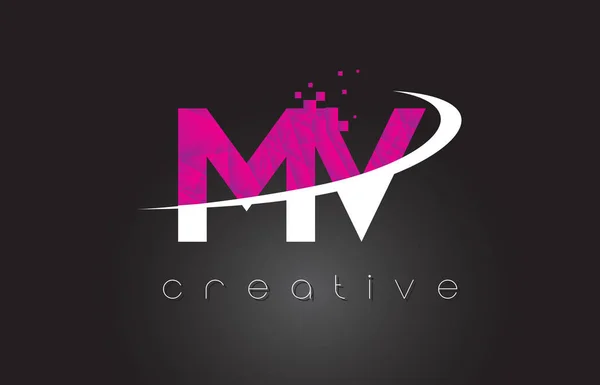 MV M V Lettres créatives Design avec des couleurs blanches roses — Image vectorielle