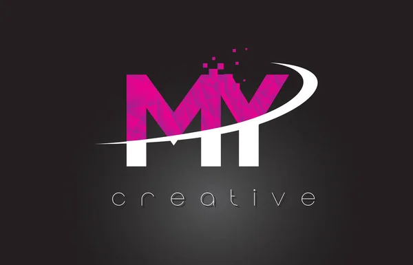 私 M Y クリエイティブ文字デザイン ホワイト ピンク色 — ストックベクタ