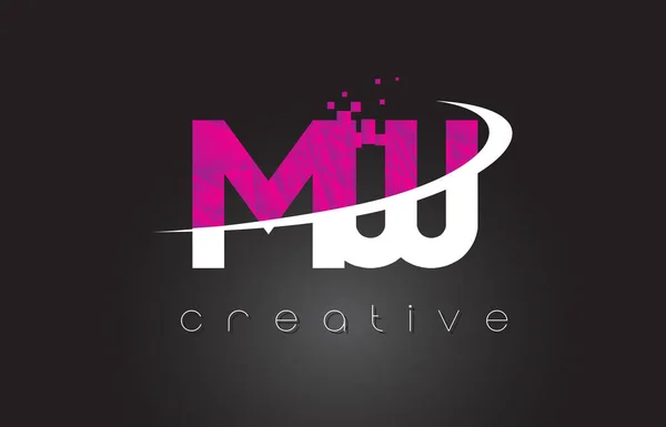 MW M W Creative Letters Design with White Pink Colors — стоковый вектор