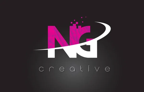 NG N G Lettres créatives Design avec des couleurs blanches roses — Image vectorielle