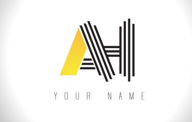 Ah siyah çizgiler mektup Logo. Yaratıcı çizgi harf vektör Templat