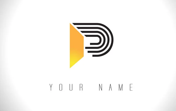 P Black Lines Letter Logo. Creative Line Letters Vector Template — Stock Vector