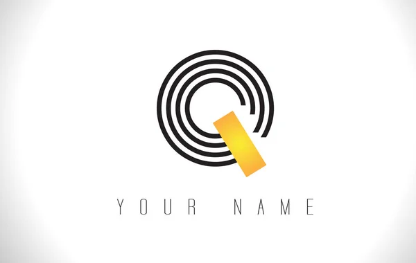Q Linhas pretas logotipo da carta. Modelo de vetor de cartas de linha criativa —  Vetores de Stock