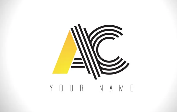 AC Black Lines logotipo da carta. Creative Line Letters Vector Templat — Vetor de Stock