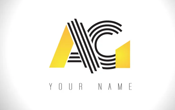 AG Black Lines Lettre Logo. Modèle vectoriel de lettres Creative Line — Image vectorielle