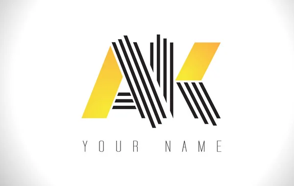 AK Black Lines logotipo da carta. Creative Line Letters Vector Templat —  Vetores de Stock