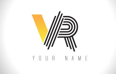 VR Black Lines Letter Logo. Creative Line Letters Design Vector Template. clipart svg vector 