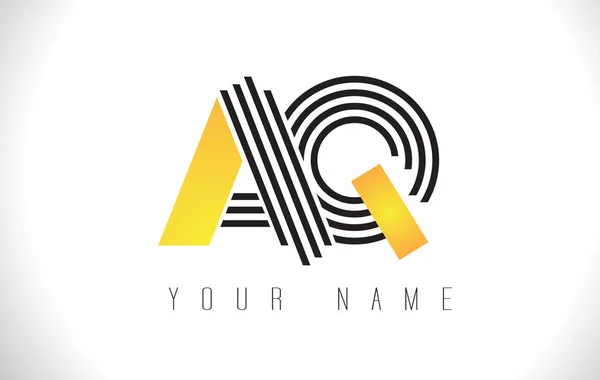 Logotipo de carta de linhas pretas AQ. Creative Line Letters Vector Templat —  Vetores de Stock