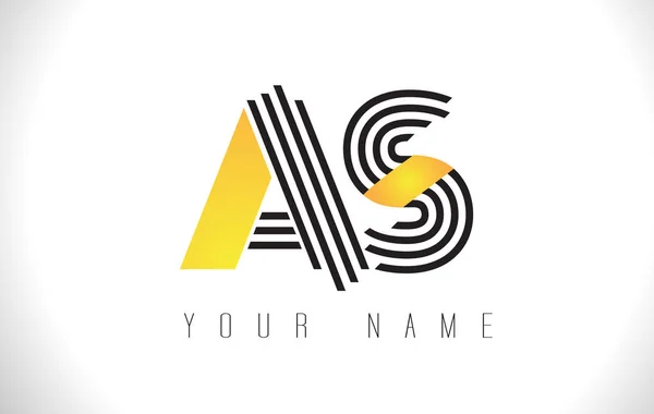 Logo de letra AS Black Lines. Plantilla vectorial de letras de línea creativa — Vector de stock
