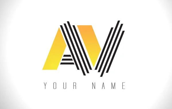 AV czarne linie list Logo. Kreatywnych linia listów wektor Templat — Wektor stockowy