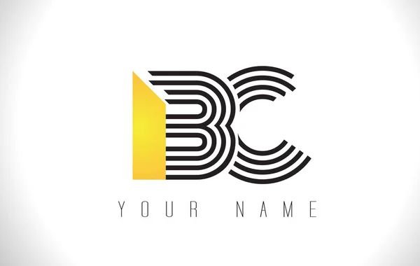 BC Black Lines logotipo da carta. Creative Line Letters Vector Templat —  Vetores de Stock