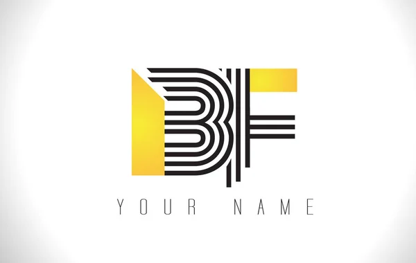 Bf 黒線文字ロゴです。創造的なラインの文字ベクトル Templat — ストックベクタ