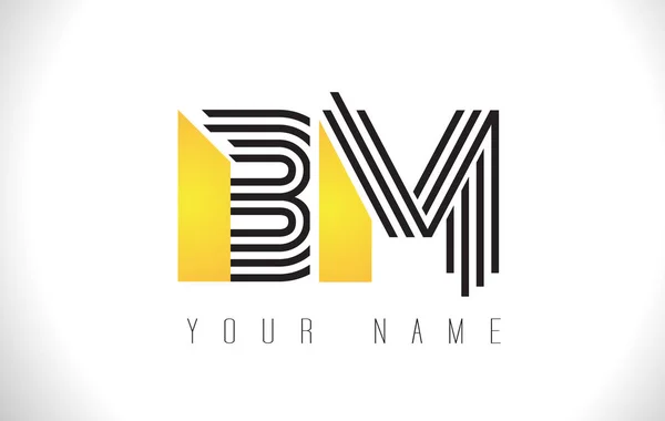 Logotipo de la letra BM Black Lines. Plantilla vectorial de letras de línea creativa — Archivo Imágenes Vectoriales