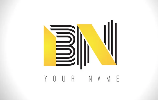 BN Black Lines Lettera Logo. Linea creativa lettere modello vettoriale — Vettoriale Stock