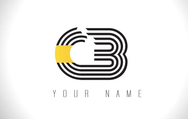 CB czarne linie list Logo. Kreatywnych linia listów wektor Templat — Wektor stockowy
