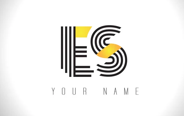 Logo de lettre ES Black Lines. Modèle vectoriel de lettres Creative Line — Image vectorielle