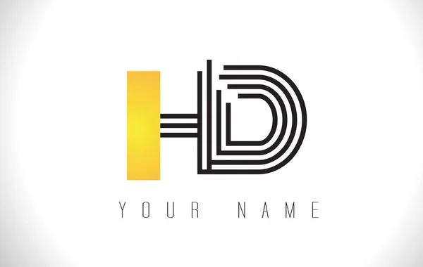 Логотип літери HD Black Lines. Творча лінія Літери Векторний шаблон — стоковий вектор
