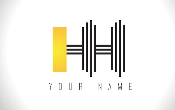 Hh 黑线条字母徽标。创意线字母矢量模板 — 图库矢量图片