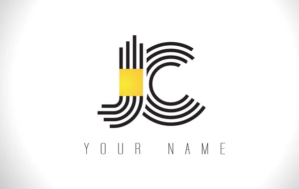 JC černé čáry dopis Logo. Tvůrčí linie dopisy vektor Templat — Stockový vektor