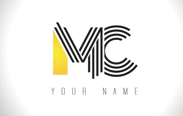 Logotipo de letra de linhas pretas MC. Creative Line Letters Vector Templat —  Vetores de Stock