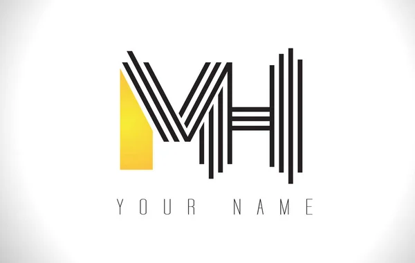 MH zwarte lijnen brief Logo. Creatieve lijn Letters Vector Templat — Stockvector