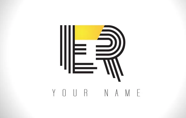 Logo de la lettre ER Black Lines. Modèle vectoriel de lettres Creative Line — Image vectorielle