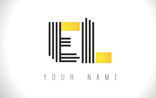 EL Black Lines Lettera Logo. Linea creativa lettere modello vettoriale — Vettoriale Stock