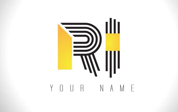 Lettera di RI Black Lines Logo. Linea creativa lettere modello vettoriale — Vettoriale Stock