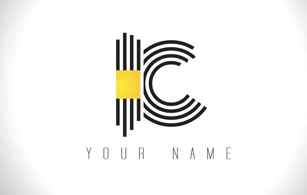 IC preto linhas carta logotipo. Creative Line Letters Vector Templat — Vetor de Stock