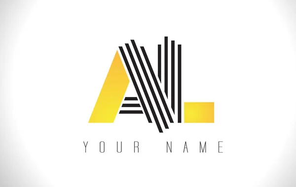 Logotipo de letra AL Black Lines. Plantilla vectorial de letras de línea creativa — Archivo Imágenes Vectoriales