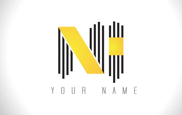 NI Black Lines logotipo da carta. Creative Line Letters Vector Templat —  Vetores de Stock