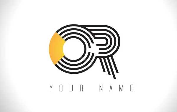 OU Logo lettre lignes noires. Modèle vectoriel de lettres Creative Line — Image vectorielle