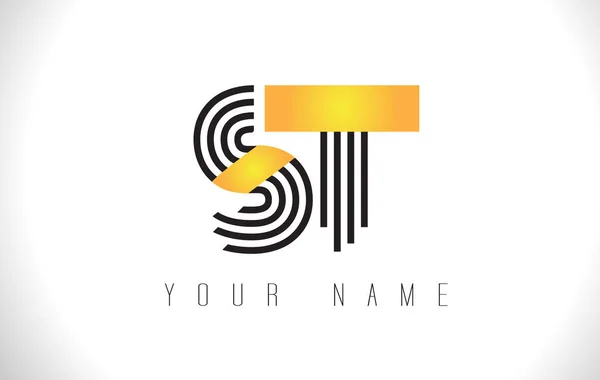 ST preto linhas carta logotipo. Creative Line Letters Vector Templat —  Vetores de Stock