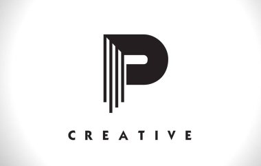 P Logo mektup ile siyah çizgiler çizmek. Satır mektup vektör Illust