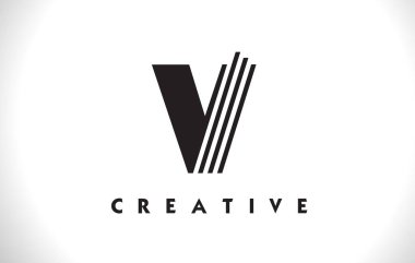 V Logo mektup ile siyah çizgiler çizmek. Satır mektup vektör Illust