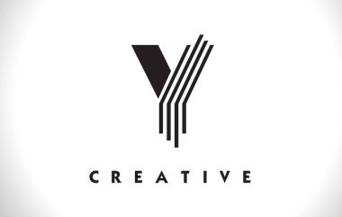 Y Logo mektup ile siyah çizgiler çizmek. Satır mektup vektör Illust