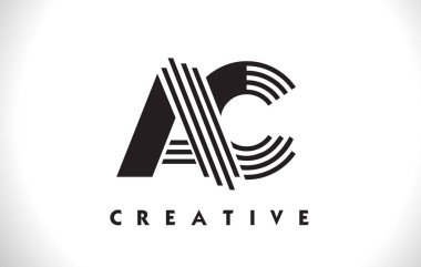AC Logo mektup ile siyah çizgiler çizmek. Satır mektup vektör Illus