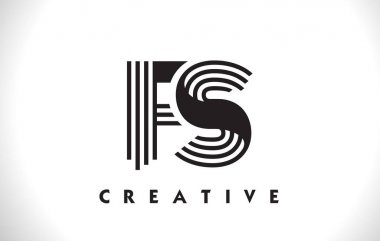 FS Logo mektup ile siyah çizgiler çizmek. Satır mektup vektör Illus
