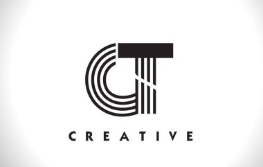 Gt Logo mektup ile siyah çizgiler çizmek. Satır mektup vektör Illus