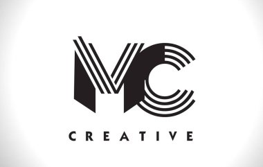 MC Logo Letter With Black Lines Design. Line Letter Vector Illus clipart