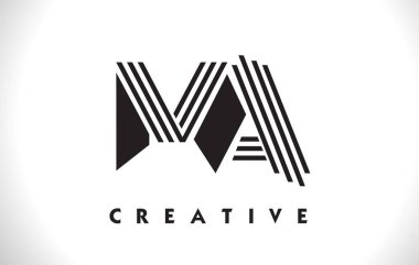 Ma Logo mektup ile siyah çizgiler çizmek. Satır mektup vektör Illus