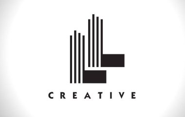 Ll Logo mektup ile siyah çizgiler çizmek. Satır mektup vektör Illus