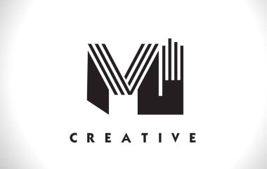 Mi Logo mektup ile siyah çizgiler çizmek. Satır mektup vektör Illus